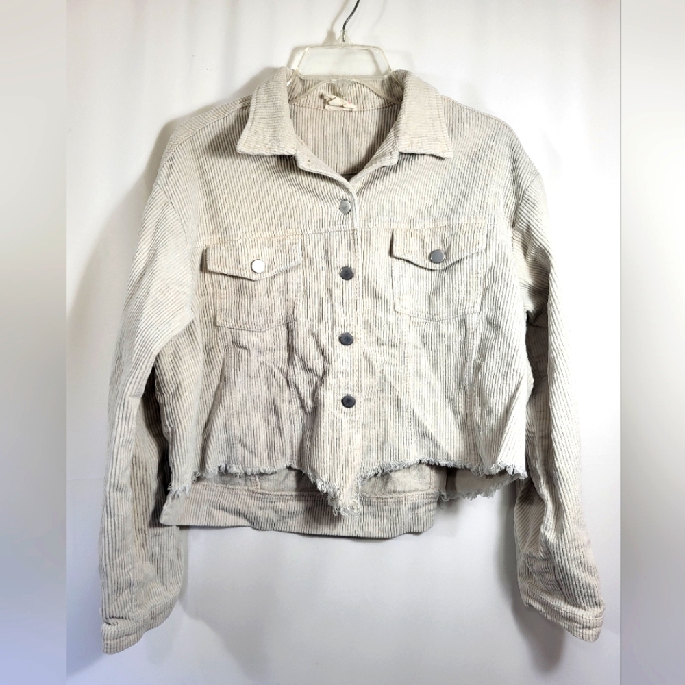 BiBi cream corduroy baggy jacket women's S #1539 - Picture 1 of 6